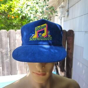 Vintage Trucker Hat Corduroy Salem Sound Waves Snap Back